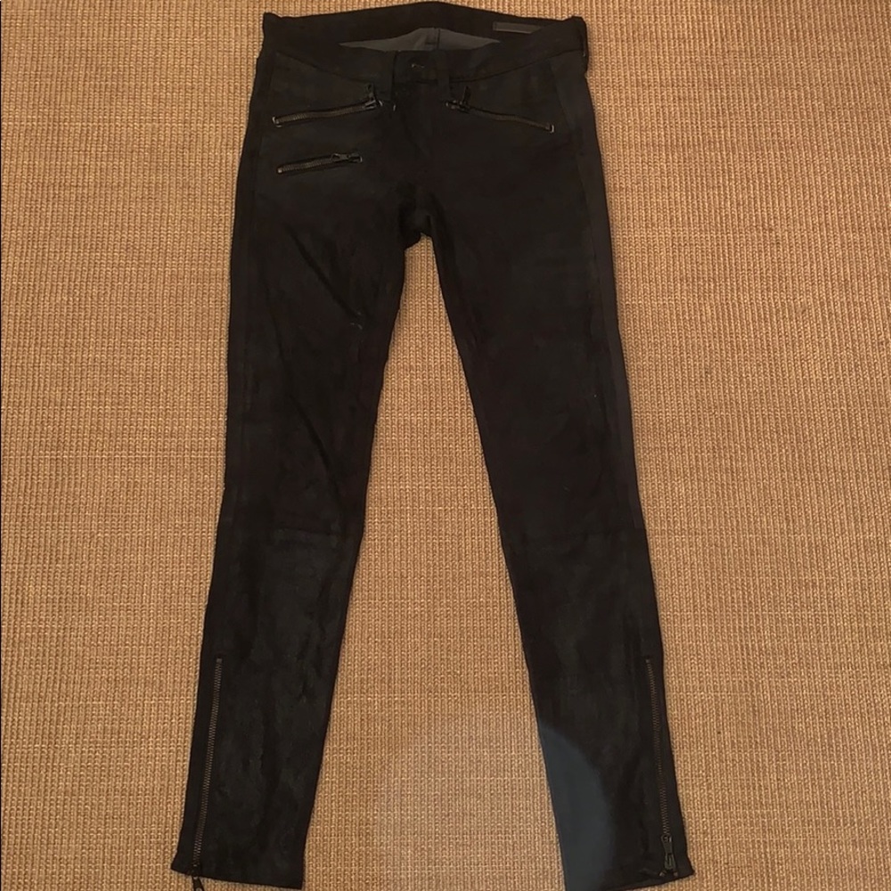 Black leather rag&bone zipper jeans
